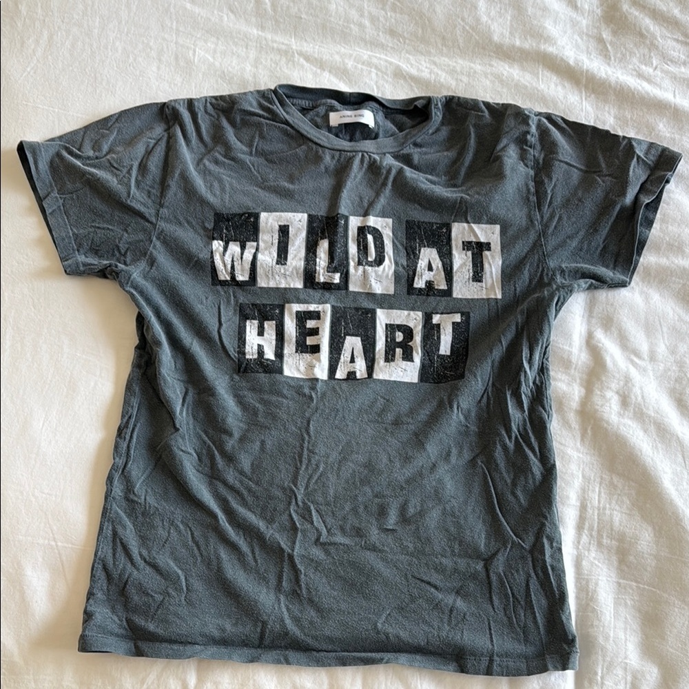 Anine Bing Wild at Heart gray tee, XS